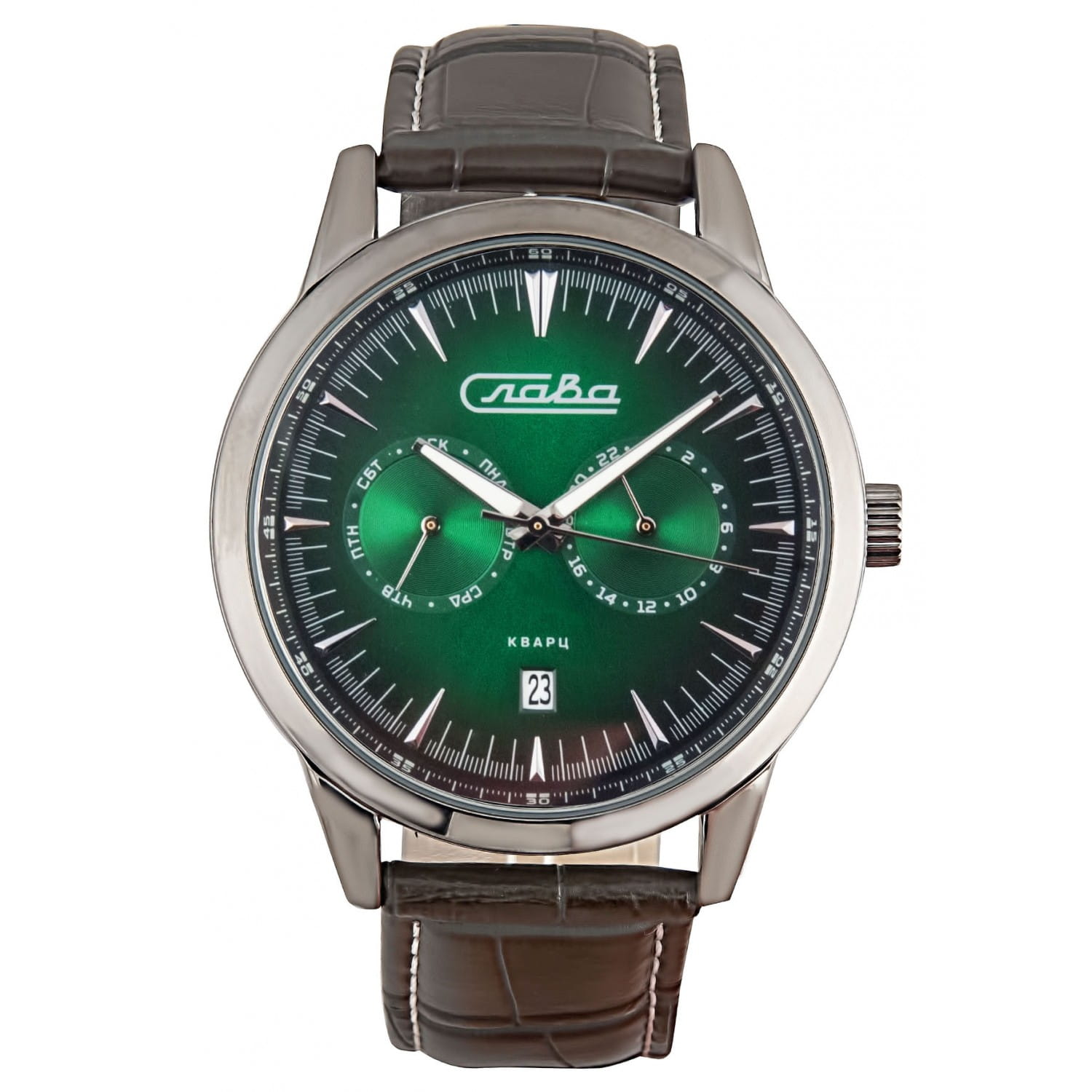 Слава Слава Традиция 2336473/300-JP21 кварцевые мужские часы часы крупный план зеленый циферблата