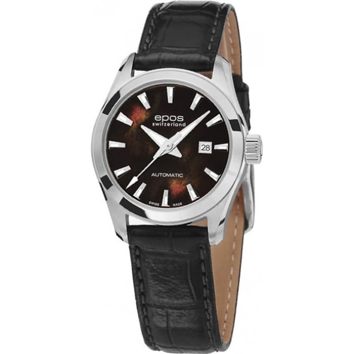Epos Epos 4401.122.20.15.15  4401.122.20.15.15 механические женские часы перламутровый циферблат, браслет кожаный — вид спереди