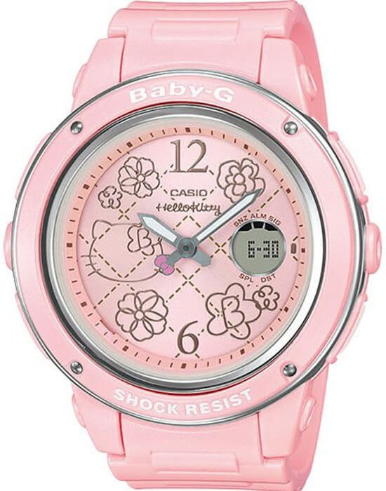 Casio Casio Baby-G BGA-150KT-4  BGA-150KT-4B кварцевые женские часы розовый циферблат, браслет пластик — вид спереди
