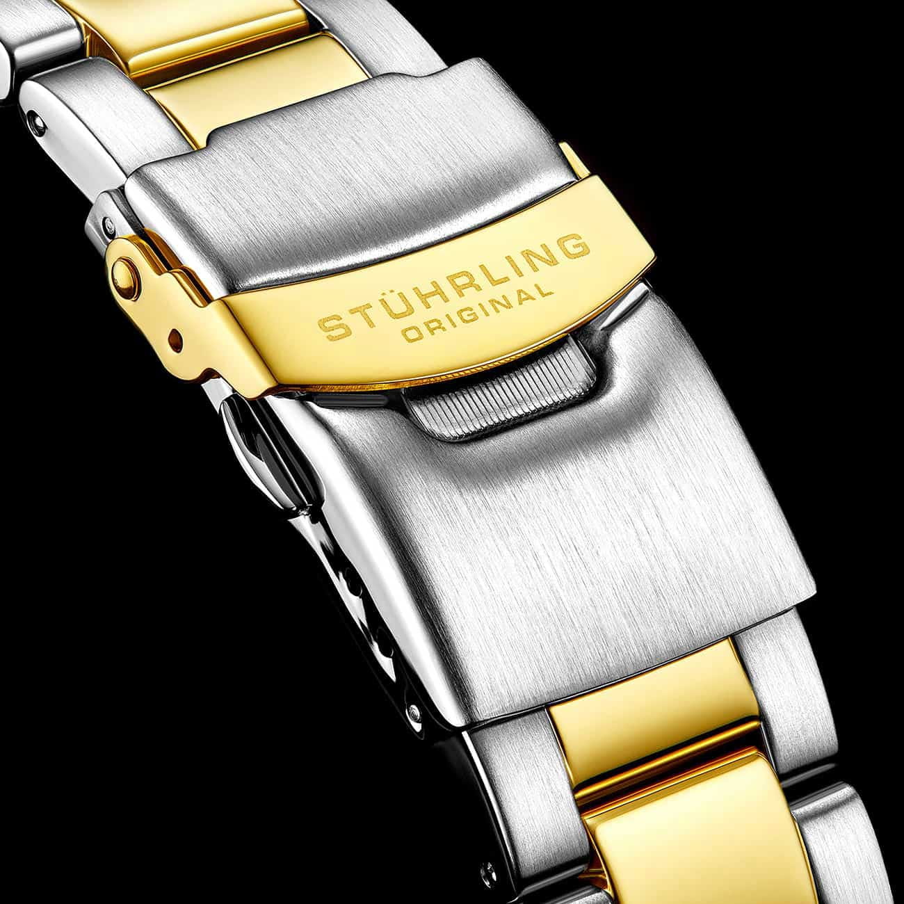 Stuhrling Stuhrling Aquadiver 3950A.6,  сша мужские часы на браслете нержавеющая сталь с pvd-покрытием боковой вид