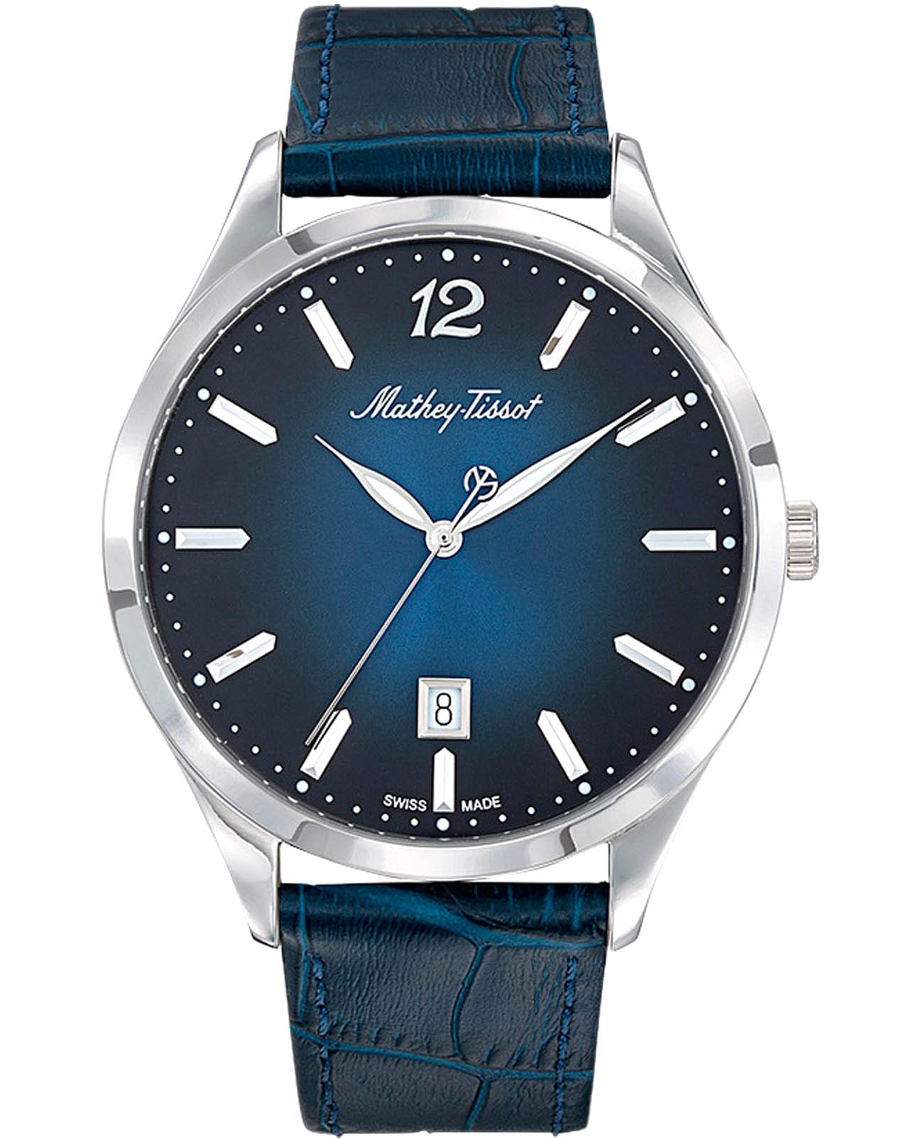 Mathey-Tissot Mathey-Tissot Urban H411ABU  H411ABU кварцевые мужские часы синий циферблат, браслет кожаный — вид спереди