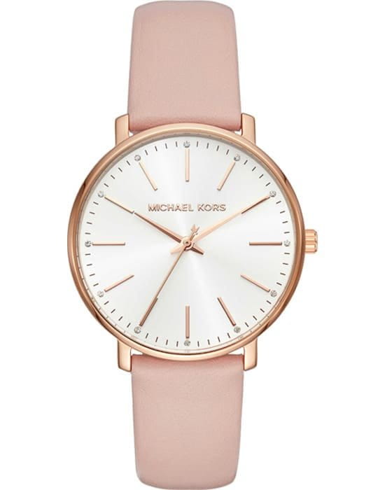 Michael Kors Michael Kors Ritz MK2741  MK2741 кварцевые женские часы белый циферблат, браслет кожаный — вид спереди