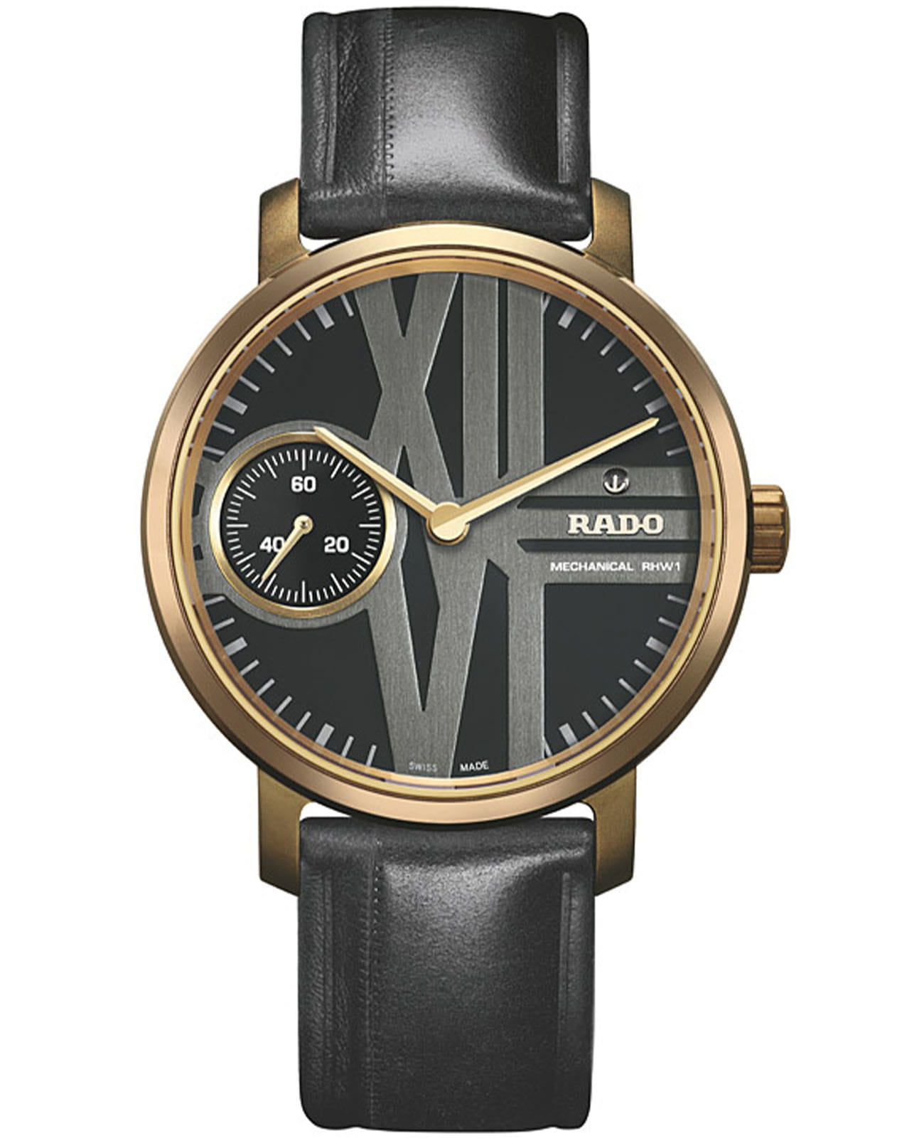Rado Rado DiaMaster Automatic R14586155 Automatic R14586155 механические мужские часы черный циферблат, браслет кожаный — вид спереди