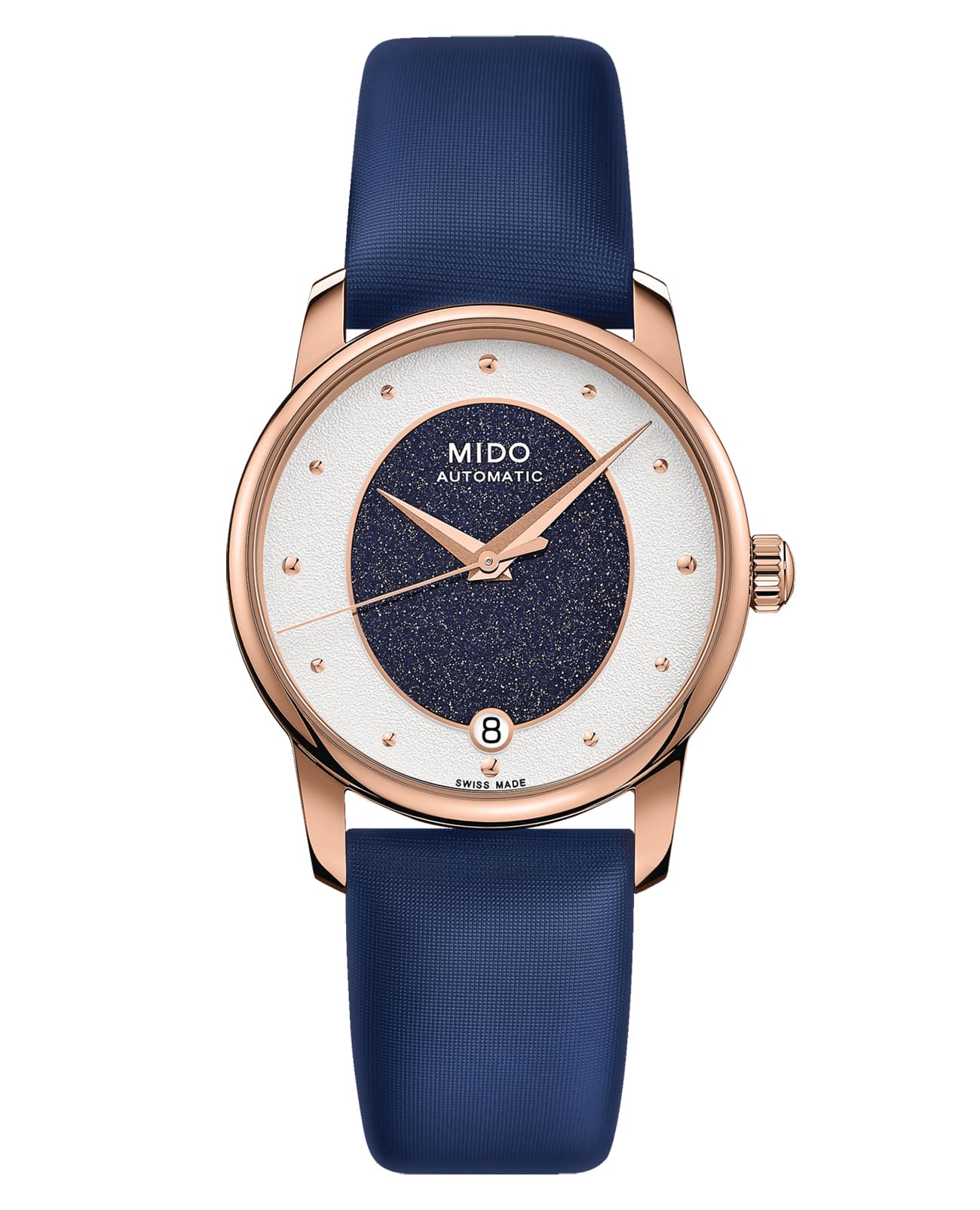 Mido Mido Baroncelli Wild Stone M035.207.37.491.00  M0352073749100 механические женские часы  циферблат, браслет тканевый — вид спереди