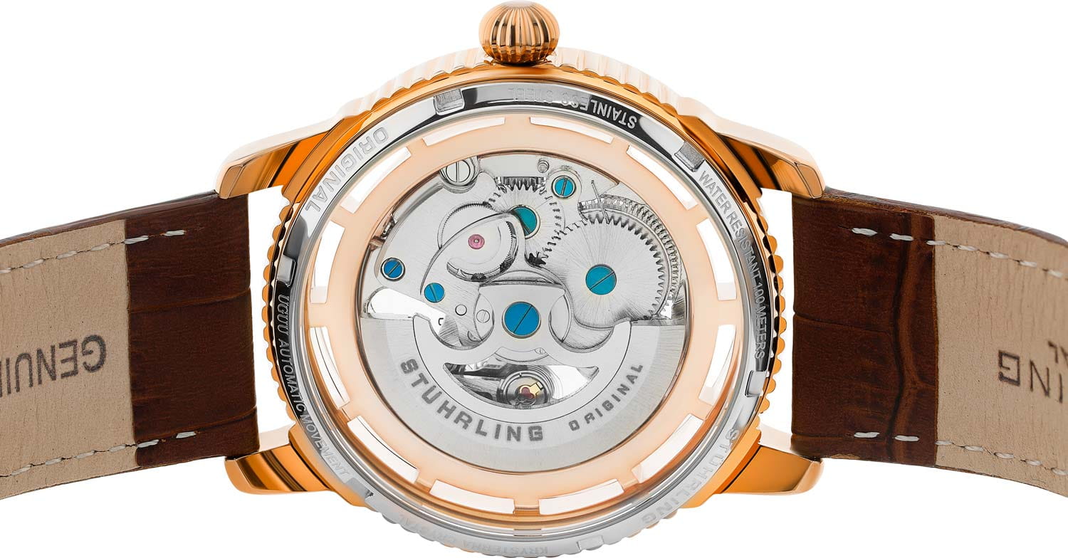 Stuhrling Stuhrling Legacy 3933.4,  сша мужские часы на браслете кожаный боковой вид