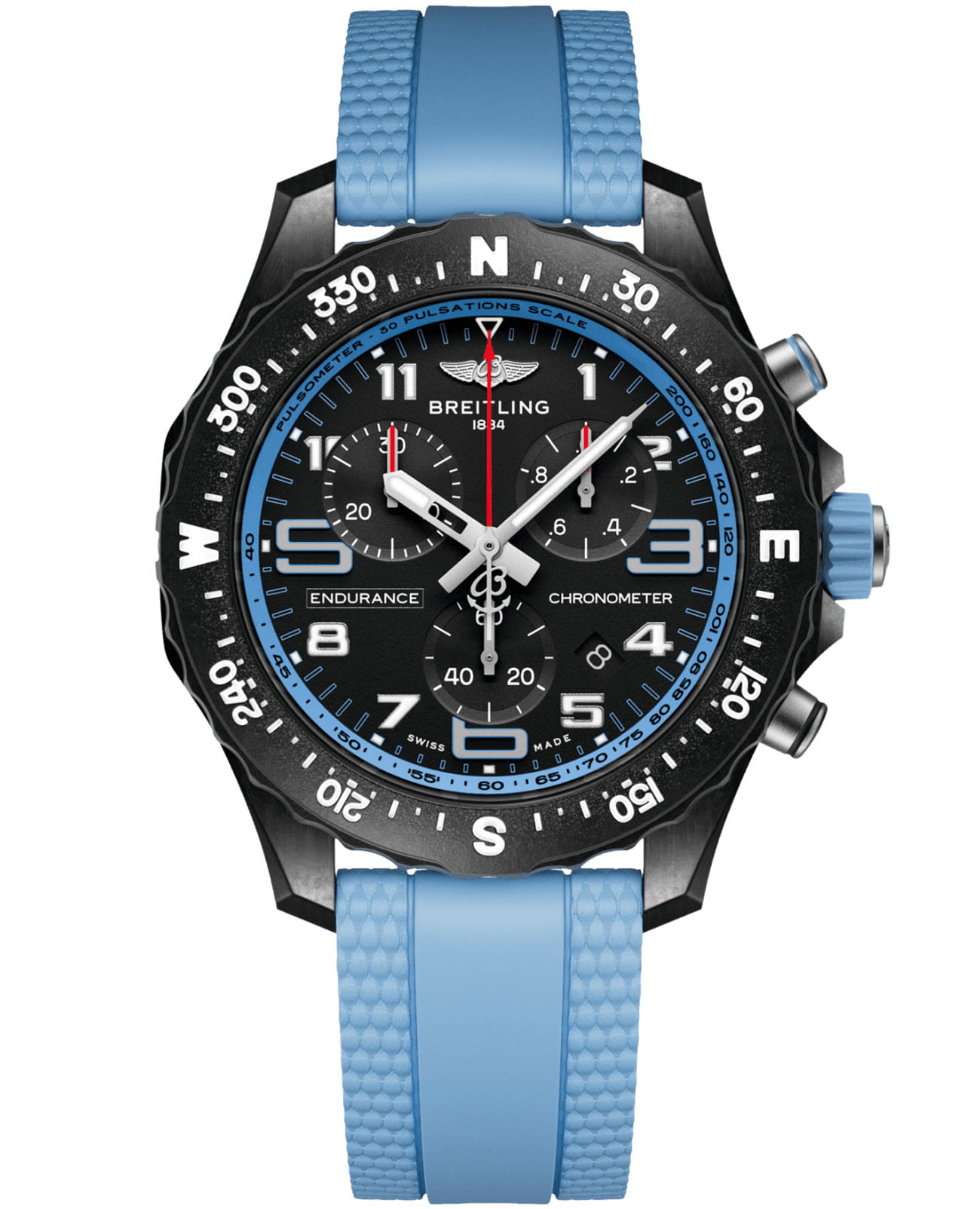 Breitling Breitling Endurance Pro 38 X83310281B1S1  X83310281B1S1 кварцевые женские часы черный циферблат, браслет каучук — вид спереди