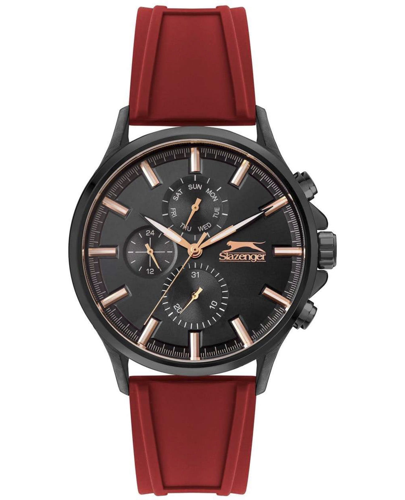 Slazenger Slazenger SL.09.6321.2.01  SL.09.6321.2.01 кварцевые мужские часы черный циферблат, браслет силикон — вид спереди