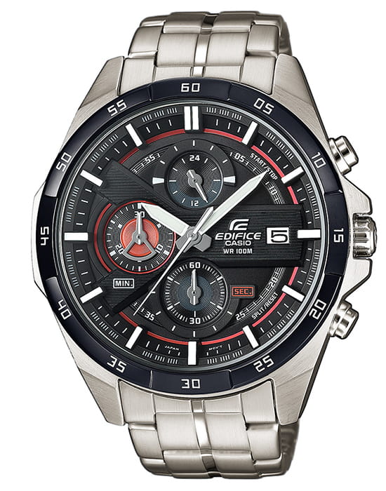 Casio Casio Edifice EFR-556DB-1A EFR-556 EFR-556DB-1A кварцевые мужские часы  циферблат, браслет нержавеющая сталь — вид спереди