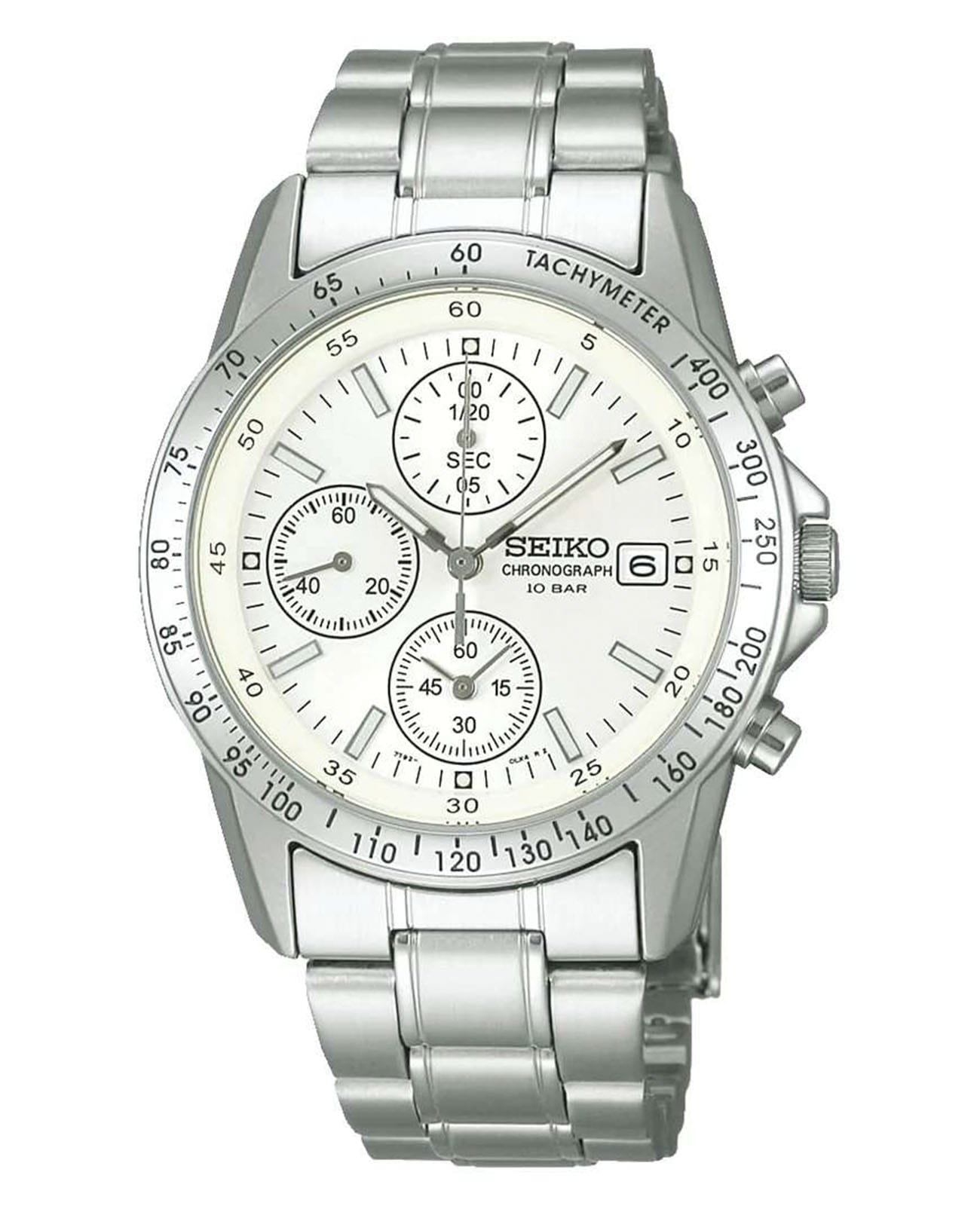 Seiko Seiko Spirit Chronograph SBTQ039  SBTQ039 кварцевые мужские часы бежевый циферблат, браслет нержавеющая сталь — вид спереди