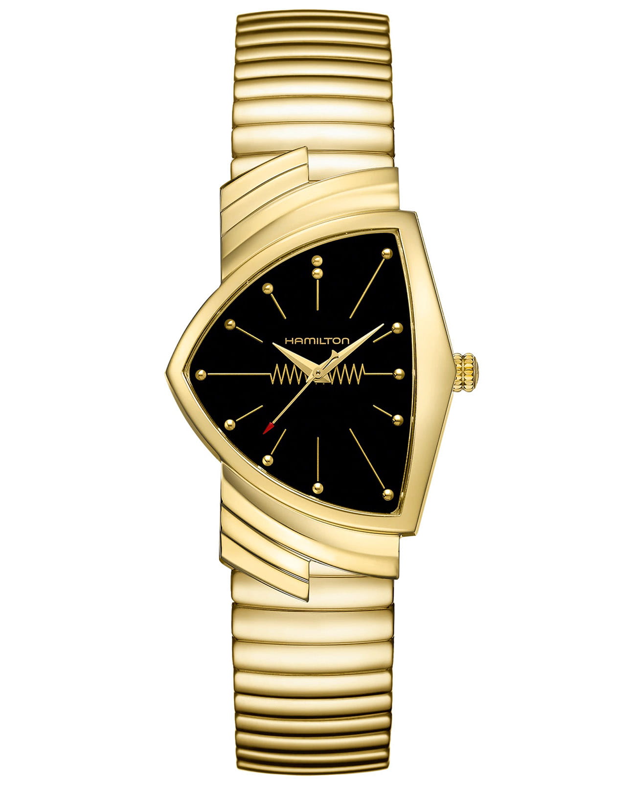 Hamilton Hamilton Ventura Quartz H24301131  H24301131 кварцевые мужские часы черный циферблат, браслет сталь c pvd покрытием — вид спереди