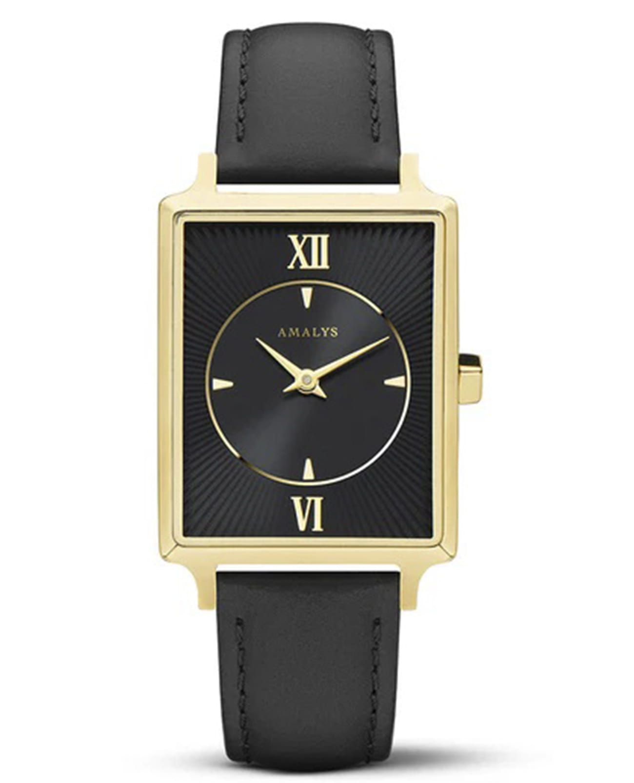 Amalys Amalys Hepburn AMW-133  AMW-133 кварцевые женские часы черный циферблат, браслет кожаный — вид спереди