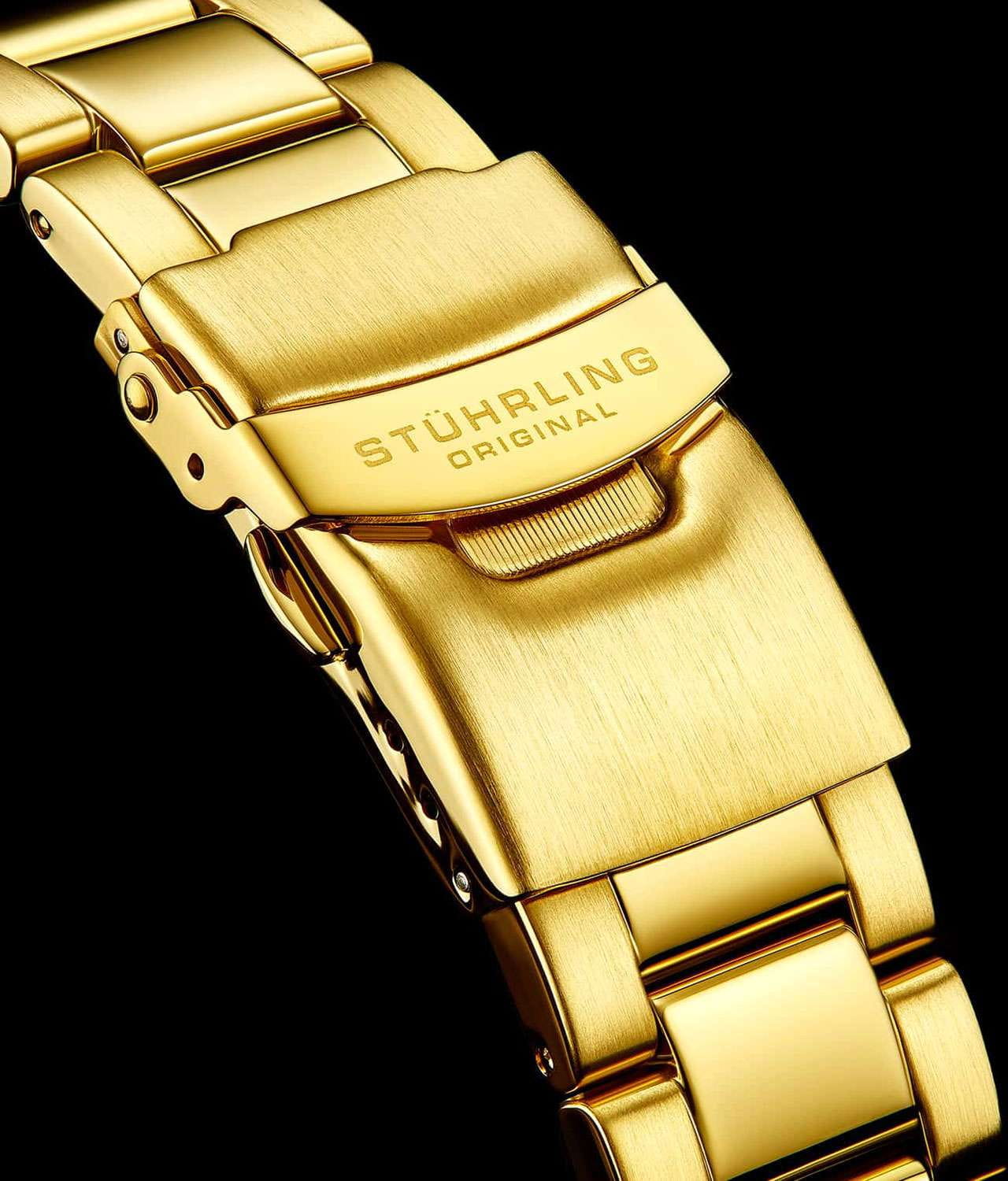 Stuhrling Stuhrling Aquadiver 3950A.8 кварцевые мужские часы часы крупный план синий циферблата