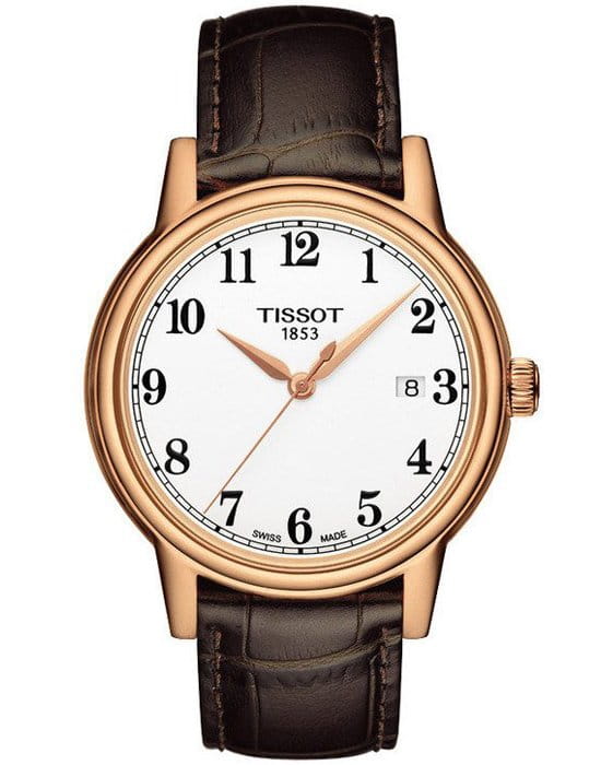 Tissot Tissot Carson T085.410.36.012.00 Carson T0854103601200 кварцевые мужские часы белый циферблат, браслет кожаный — вид спереди