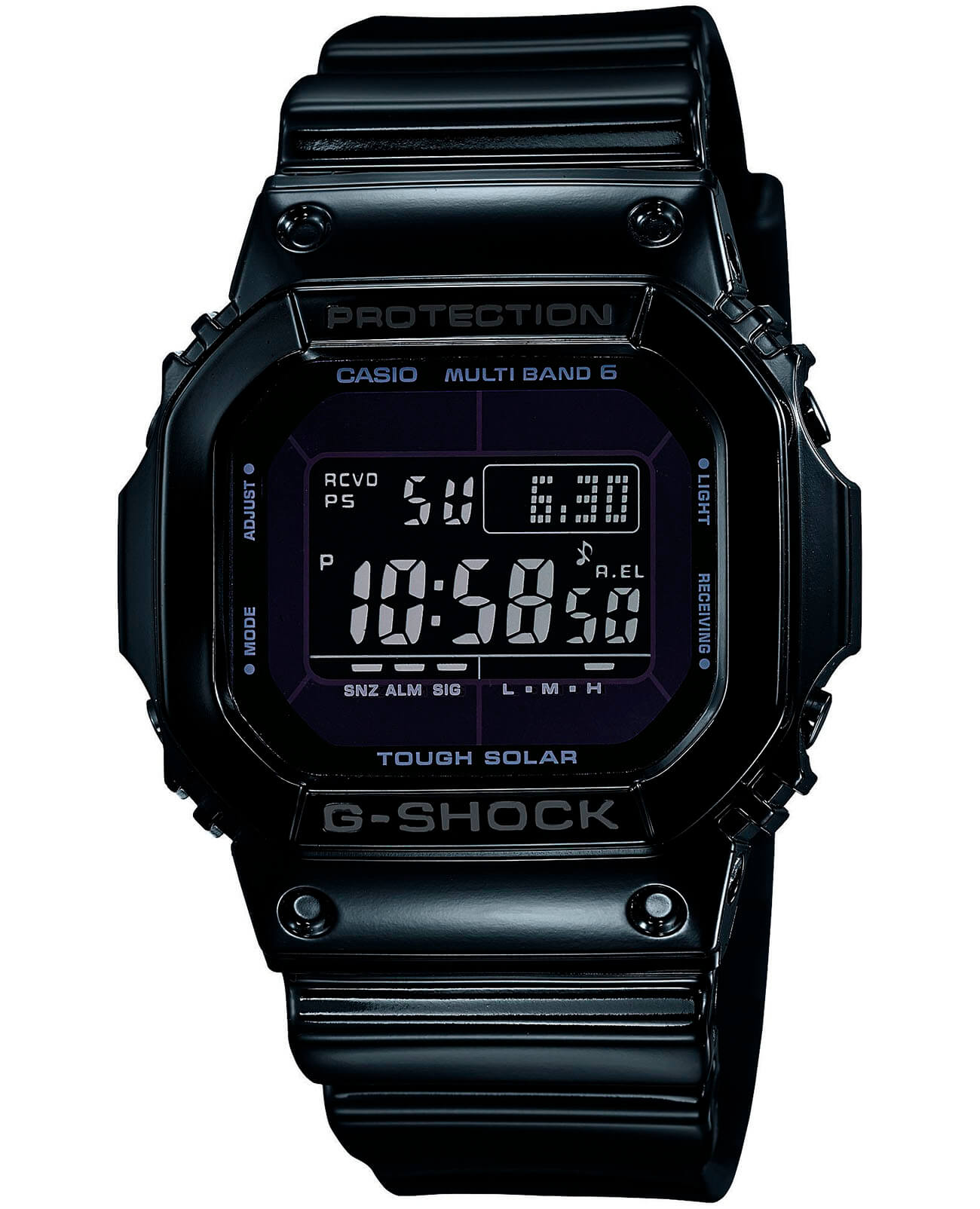 Casio Casio G-Shock GW-M5610BB-1  GW-M5610BB-1E электронные мужские часы черный циферблат, браслет пластик — вид спереди
