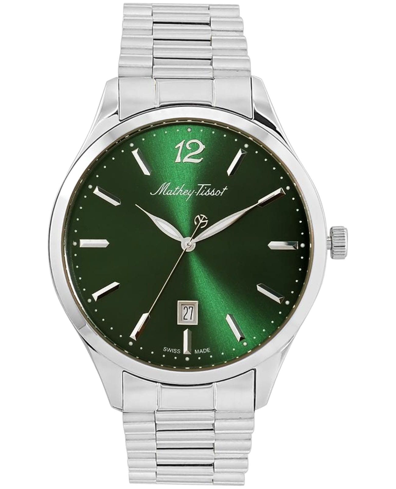 Mathey-Tissot Mathey-Tissot Urban H411MAV  H411MAV кварцевые мужские часы зеленый циферблат, браслет нержавеющая сталь — вид спереди