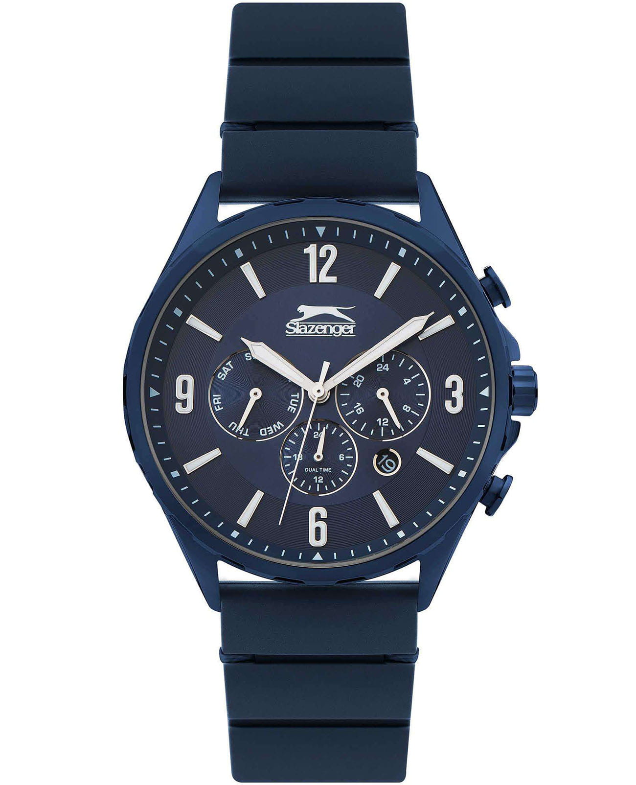 Slazenger Slazenger SL.09.6355.2.05  SL.09.6355.2.05 кварцевые мужские часы синий циферблат, браслет силикон — вид спереди