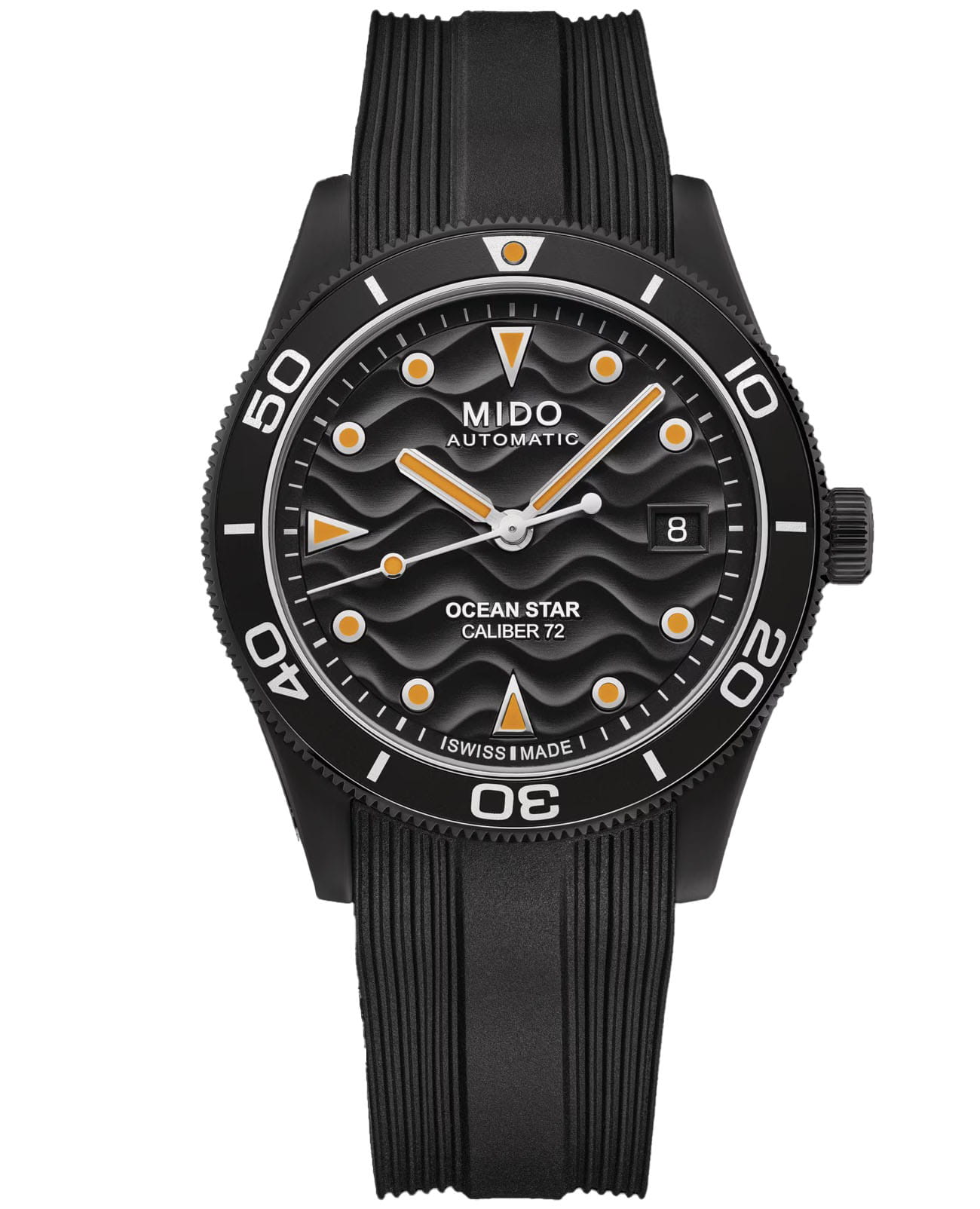 Mido Mido Ocean Star 39 M026.907.37.051.00  M0269073705100 механические женские часы черный циферблат, браслет каучук — вид спереди