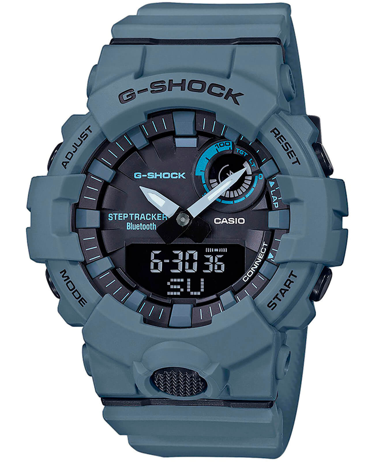 Casio Casio G-Shock GBA-800UC-2A G-SQUAD GBA-800UC-2A электронные мужские часы черный циферблат, браслет пластик — вид спереди