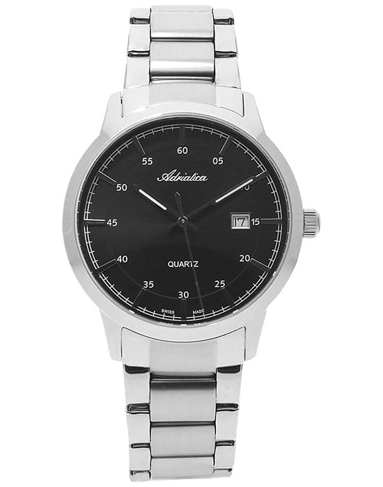 Adriatica Adriatica Premiere A8302.5114Q  A8302.5114Q кварцевые мужские часы черный циферблат, браслет нержавеющая сталь — вид спереди