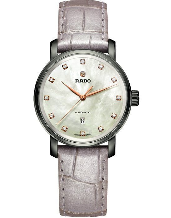 Rado Rado Diamaster Automatic Diamonds R14026935 Automatic R14026935 механические женские часы перламутровый циферблат, браслет кожаный — вид спереди