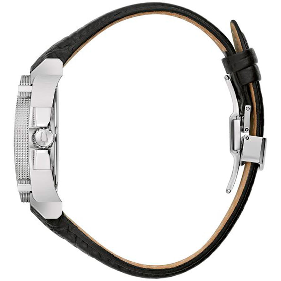 Bulova Bulova Precisionist 96B416,  сша мужские часы на браслете кожаный боковой вид