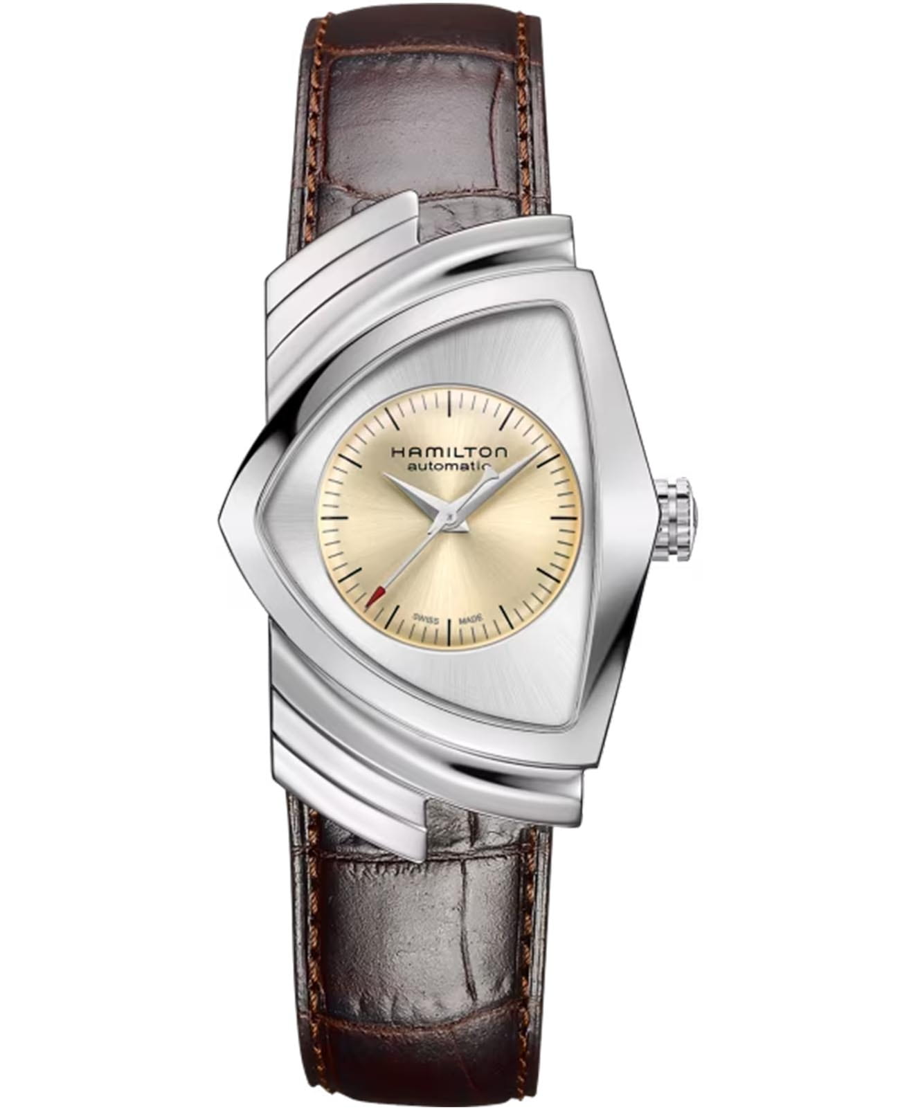 Hamilton Hamilton Ventura Auto H24515521  H24515521 механические женские часы серебристый циферблат, браслет кожаный — вид спереди