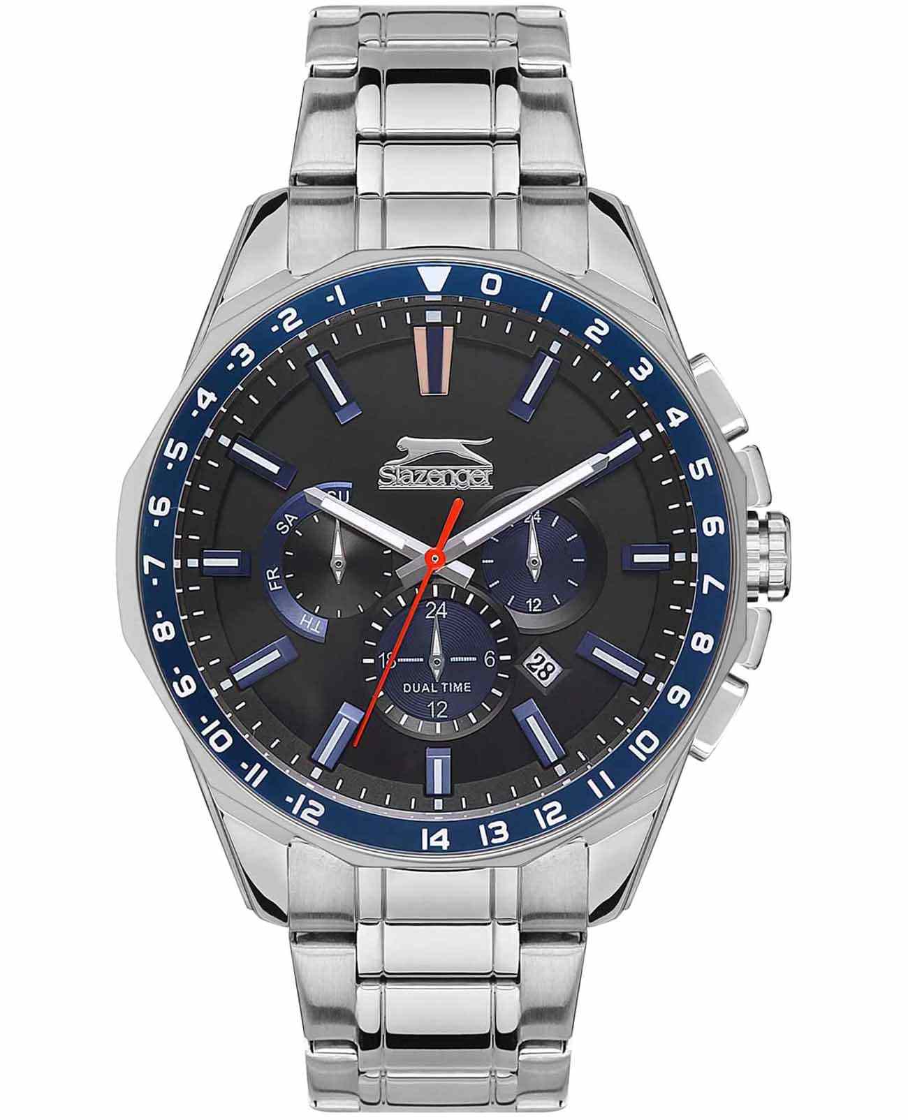 Slazenger Slazenger SL.09.2112.2.02  SL.09.2112.2.02 кварцевые мужские часы черный циферблат, браслет суперметалл — вид спереди