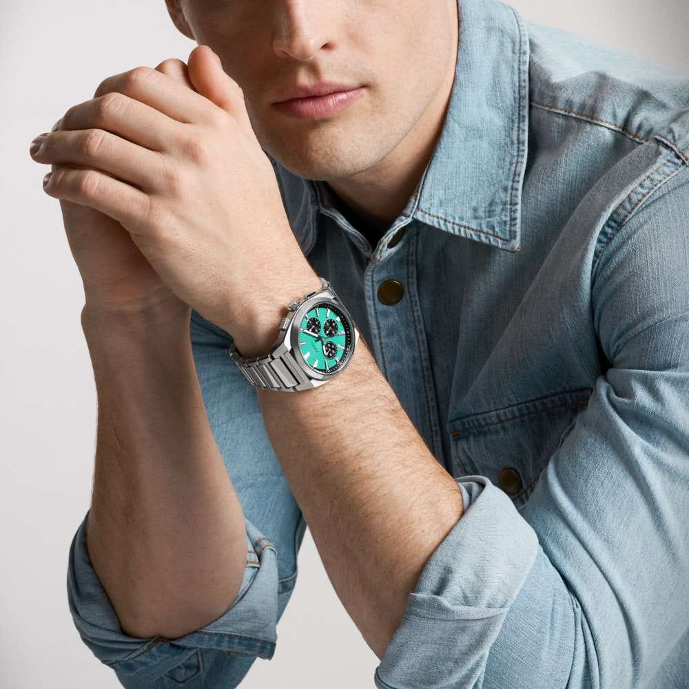 Fossil Fossil Everett FS6117 мужские часы бирюзовый циферблат на запястье