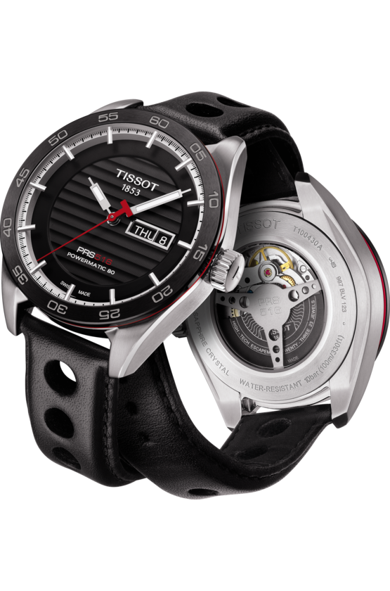 Tissot Tissot PRS 516 Powermatic 80 T100.430.16.051.00, t-sport швейцария мужские часы на браслете кожаный боковой вид