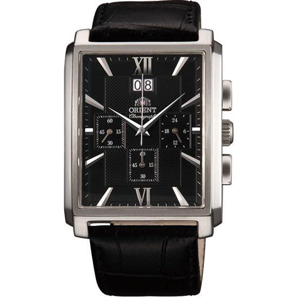 Orient Orient TVAA003B (FTVAA003B)  FTVAA003B  мужские часы черный циферблат, браслет кожа + текстиль — вид спереди