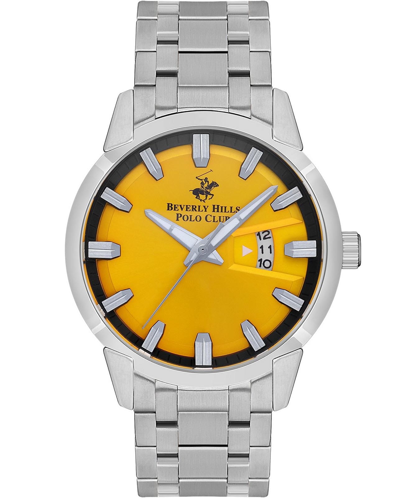 Beverly Hills Polo Club Beverly Hills Polo Club BP3536X.300  BP3536X.300 кварцевые мужские часы желтый циферблат, браслет нержавеющая сталь — вид спереди