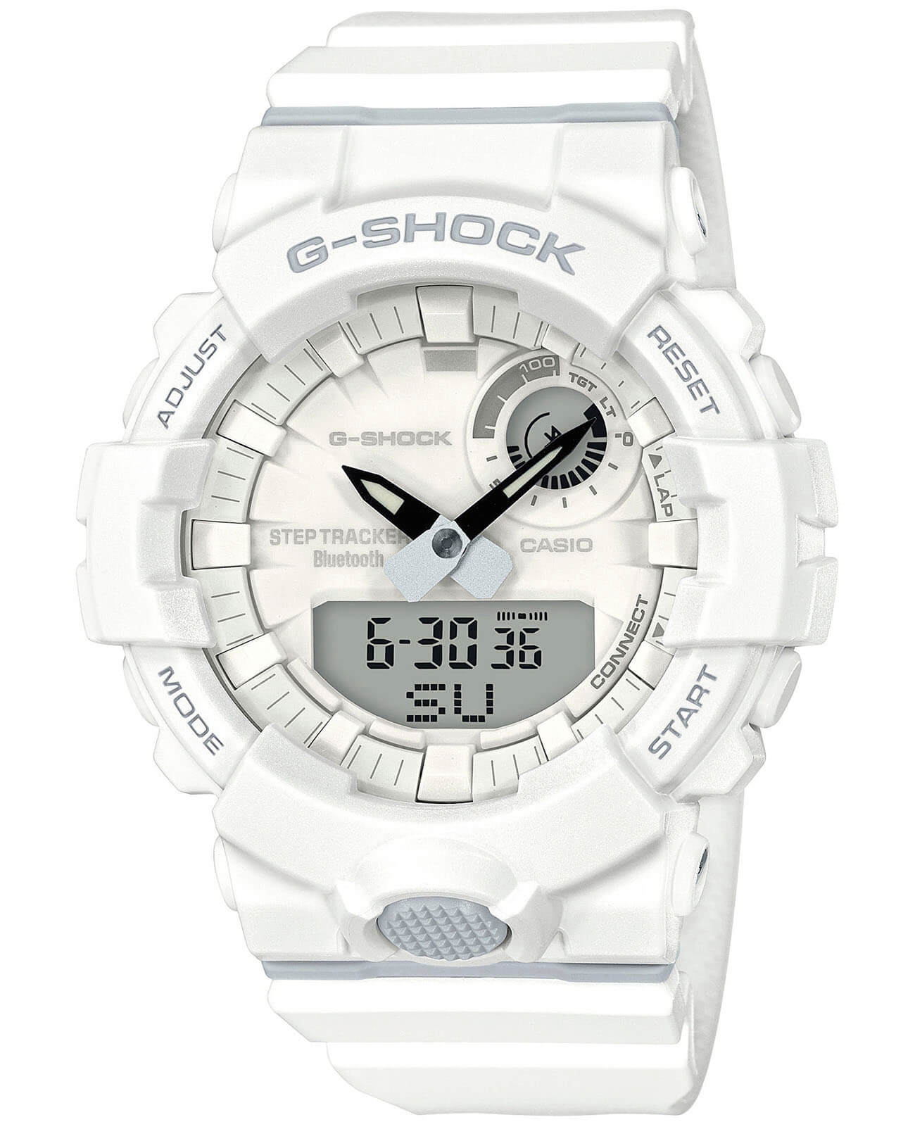 Casio Casio G-Shock GBA-800-7A G-SQUAD GBA-800-7A электронные мужские часы белый циферблат, браслет пластик — вид спереди