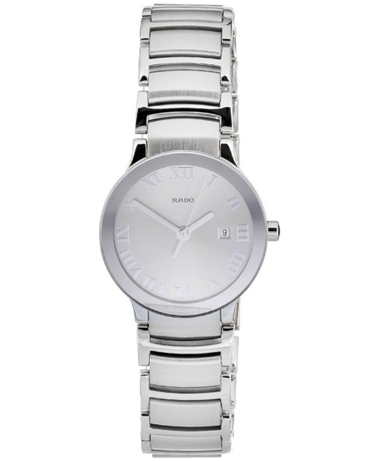 Rado Rado Centrix R30928113  R30928113 кварцевые женские часы серебристый циферблат, браслет сталь + керамические вставки — вид спереди