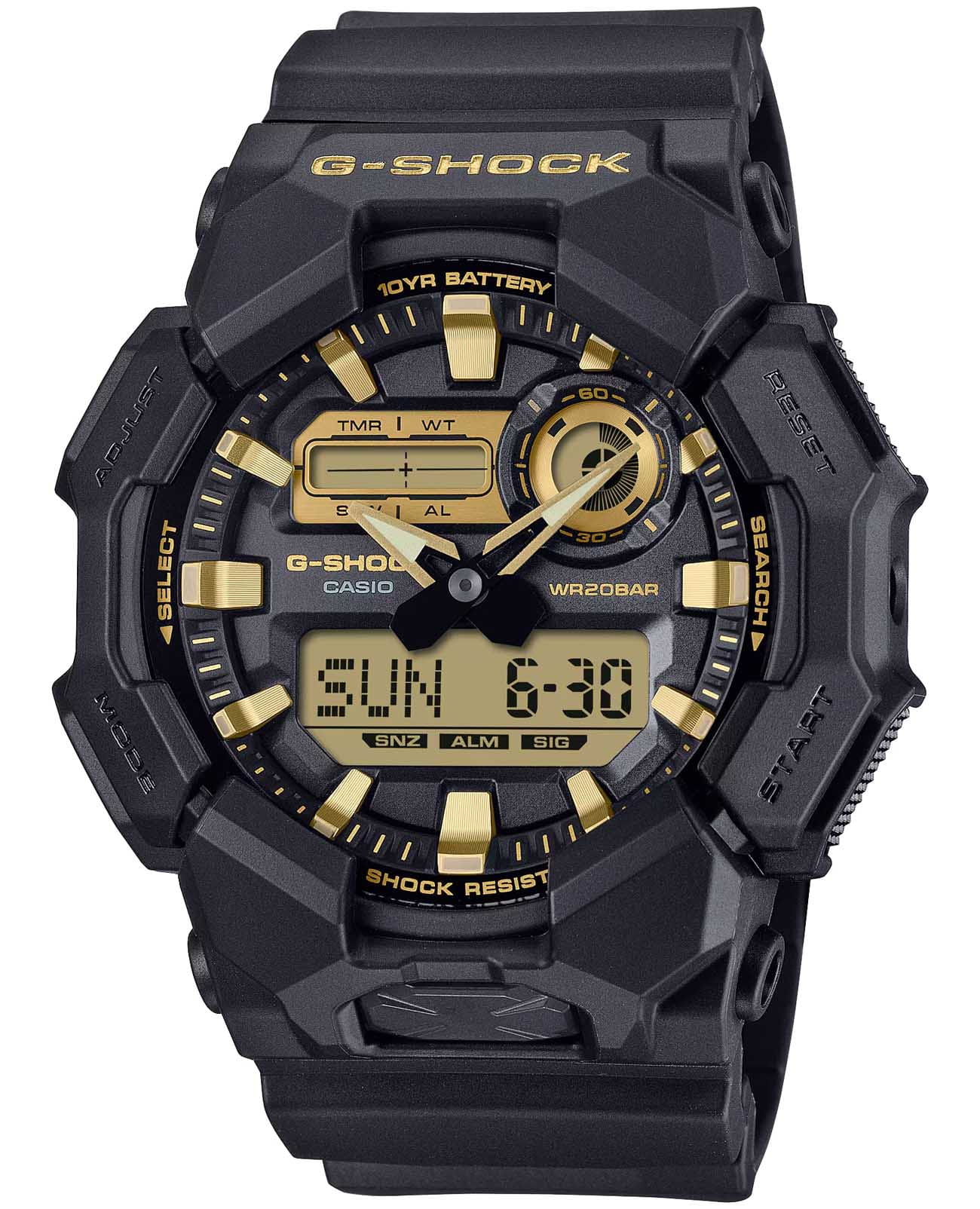 Casio Casio G-Shock GA-010GB-1A9  GA-010GB-1A9 кварцевые мужские часы цветной циферблат, браслет пластик — вид спереди