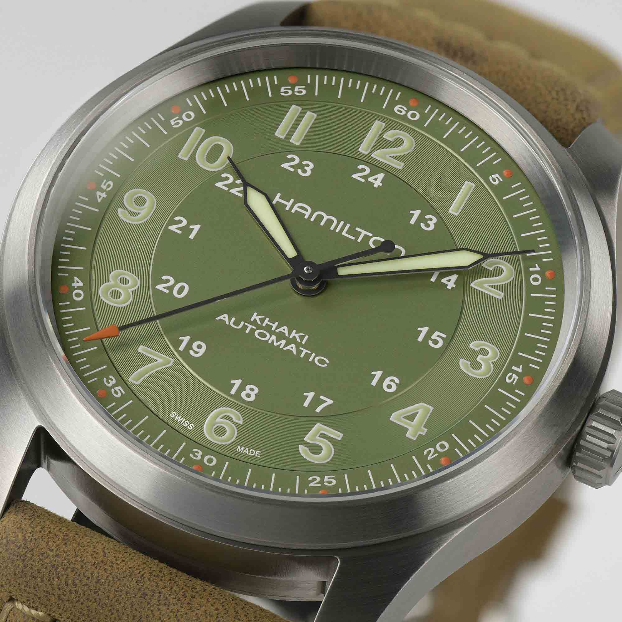 Hamilton Hamilton Khaki Field Titanium Auto H70205860  — детали корпуса и кожаный
