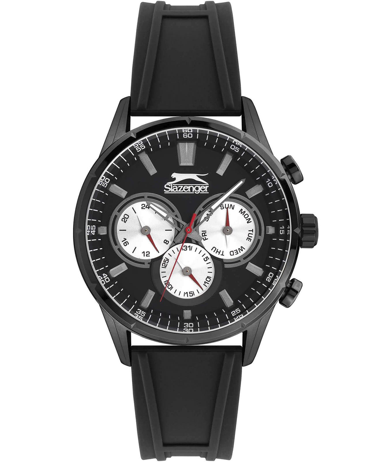 Slazenger Slazenger SL.09.6304.2.01  SL.09.6304.2.01 кварцевые мужские часы черный циферблат, браслет силикон — вид спереди