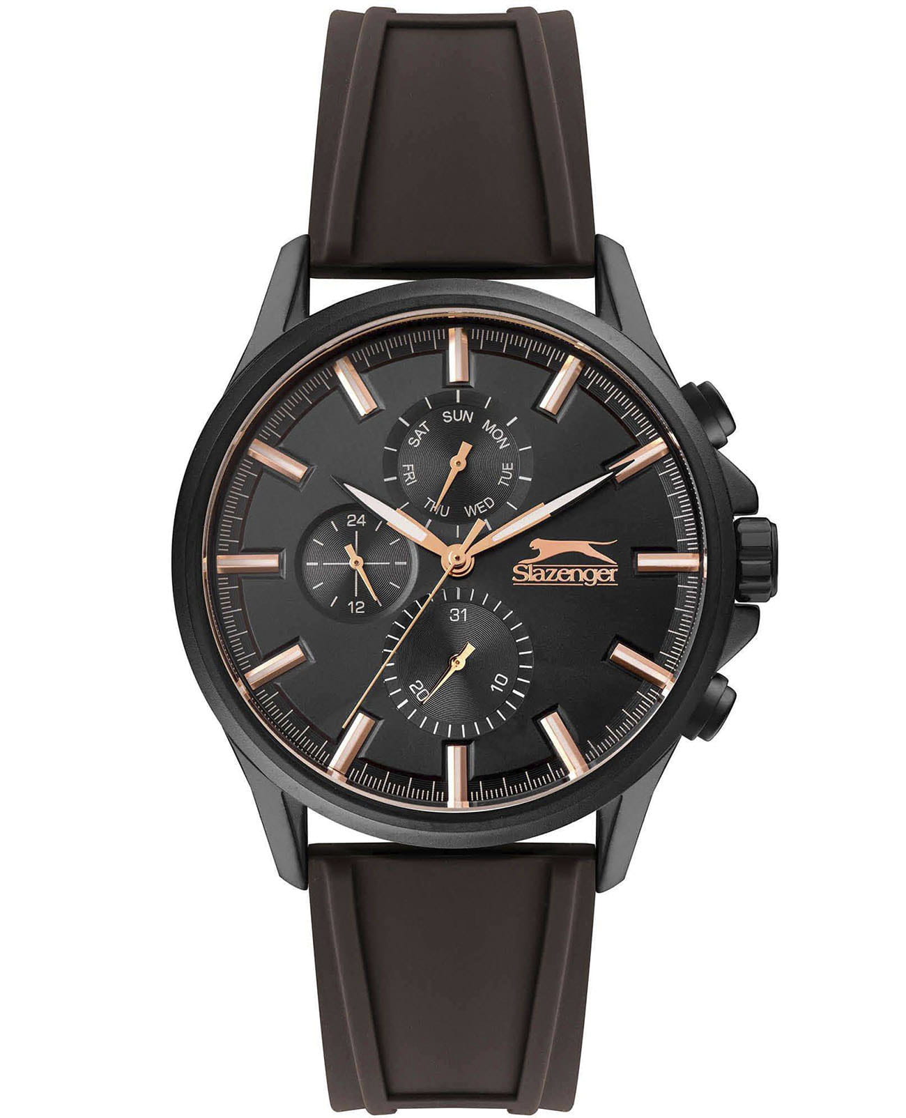 Slazenger Slazenger SL.09.6321.2.03  SL.09.6321.2.03 кварцевые мужские часы черный циферблат, браслет силикон — вид спереди