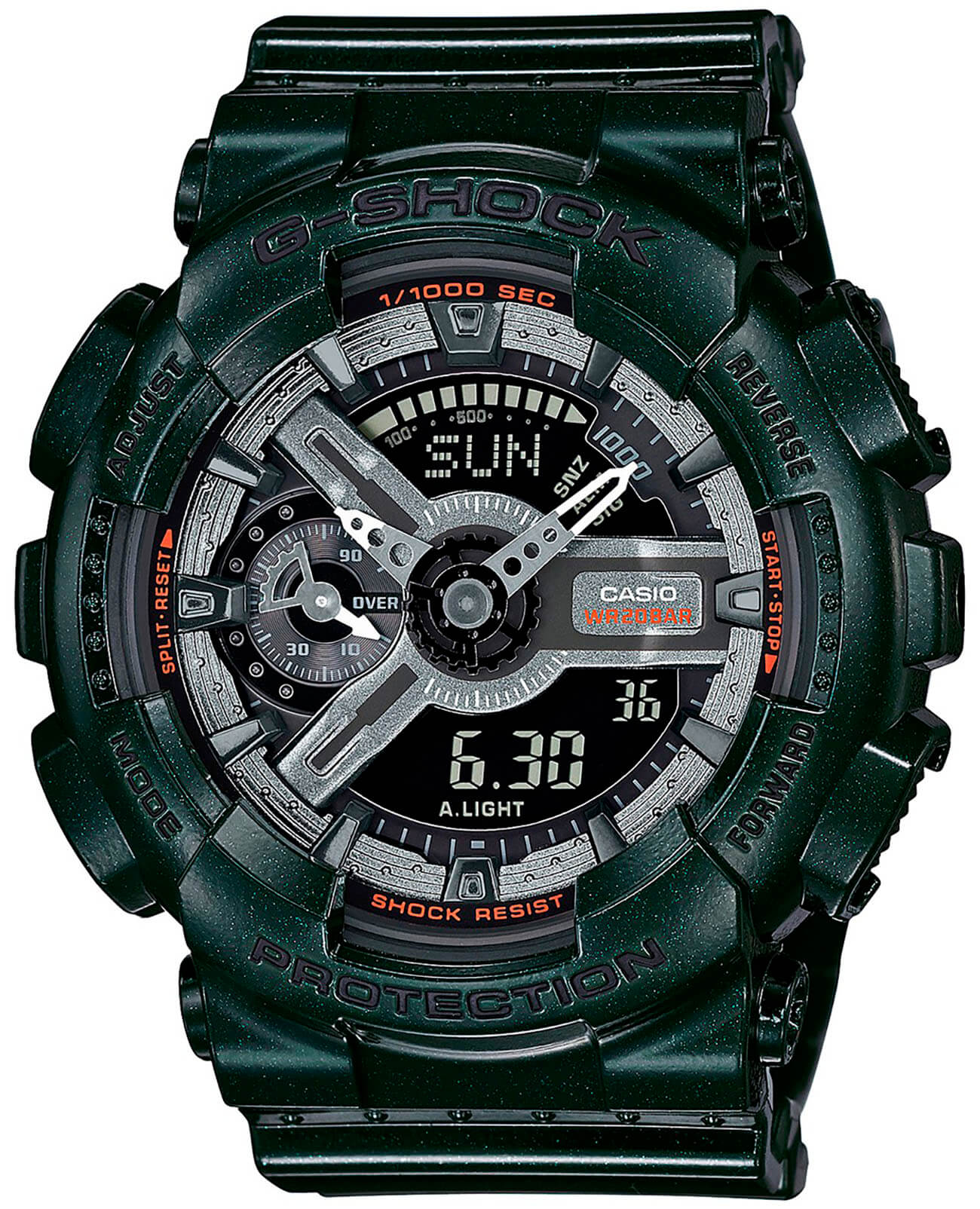 Casio Casio G-Shock GMA-S110MC-3A  GMA-S110MC-3A электронные женские часы черный циферблат, браслет полимер — вид спереди