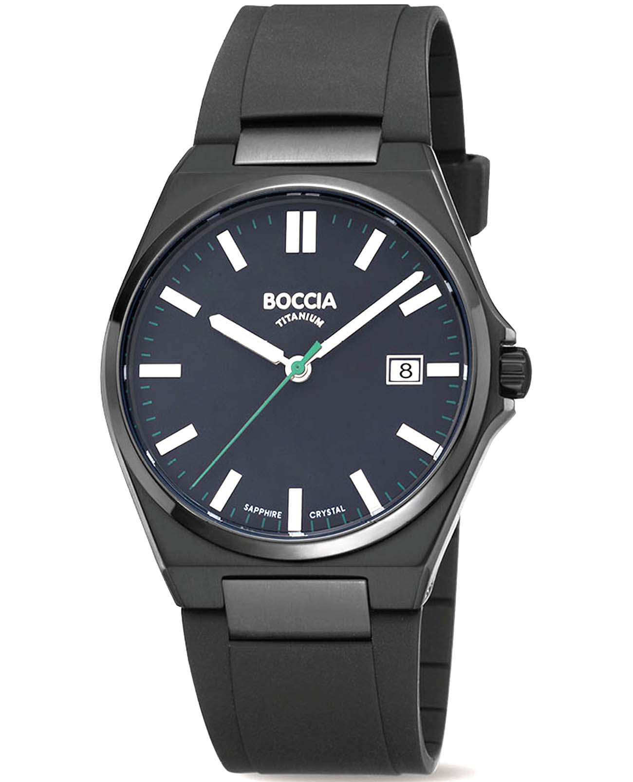 Boccia Titanium Boccia Titanium Circle-Oval 3667-04  3667-04 кварцевые мужские часы черный циферблат, браслет каучук — вид спереди